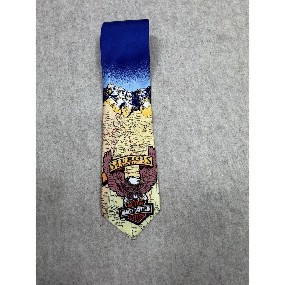 Harley-Davidson‎ Ralph Marlin "Road to Sturgis SD" Mens 100% Silk Tie 93 Vintage